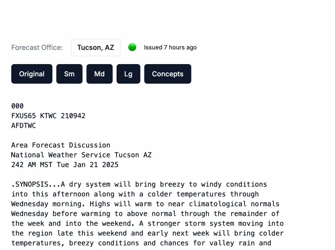 The app explaining what a "split flow" is and what it implies for the forecast.